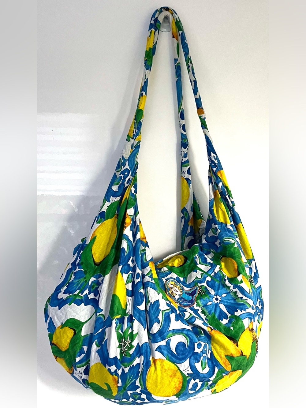 Antica Sartoria Lemon and Flowers Hobo Beach Bag -NWT